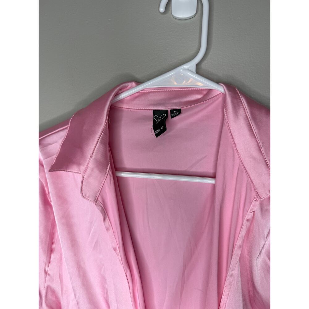 Pink Satin Tie-Front Blouse | Windsor | Y2K Inspired Going Out Top - Picture 4 of 6